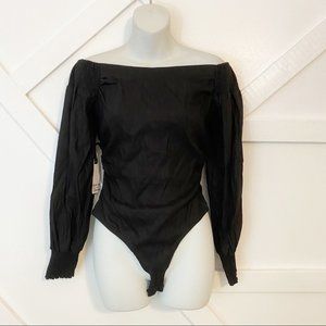 NWT ASTR Off Shoulder Eliza Bodysuit Black Sz S